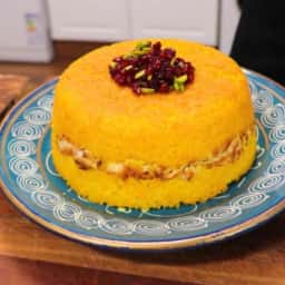ته چین مرغ زعفرانی